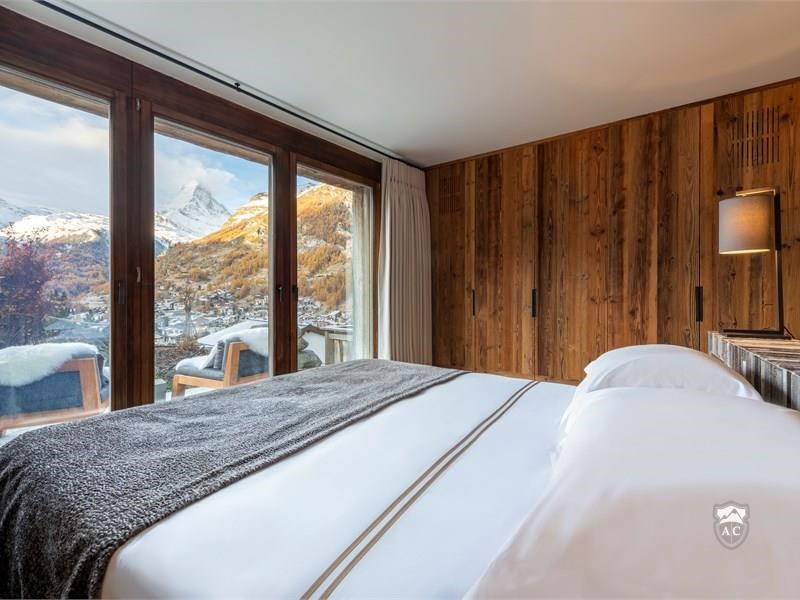 Schlafzimmer mit Matterhornblick