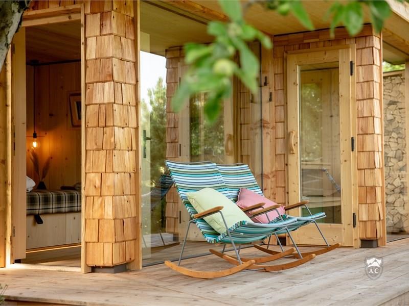 Terrasse Der Saunahütte Mit Schlafzimmer